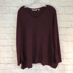 New Soft Surroundings Womens Small Tunic Sweater Maroon Long Sleeve Pullover